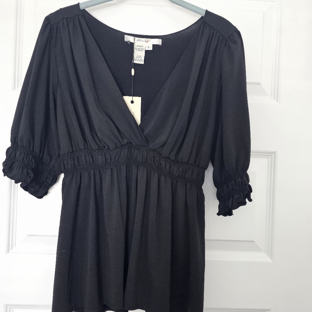 Studio M Black V-Neck Blouse
